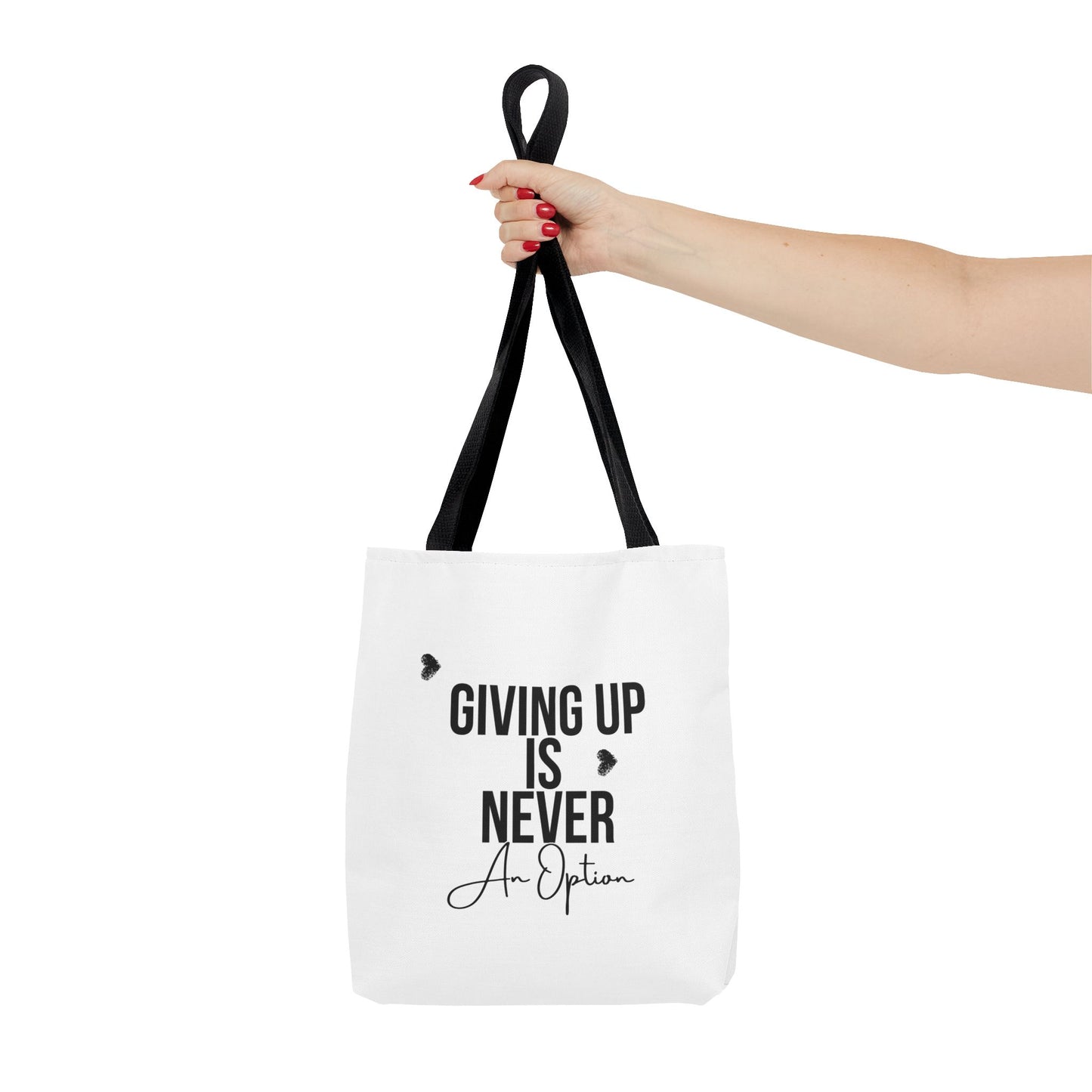 Motivational Tote Bag: 'Giving Up is Never an Option' – Cute Carryall for Daily Inspiration, Gifts, Shopping, or Gym
