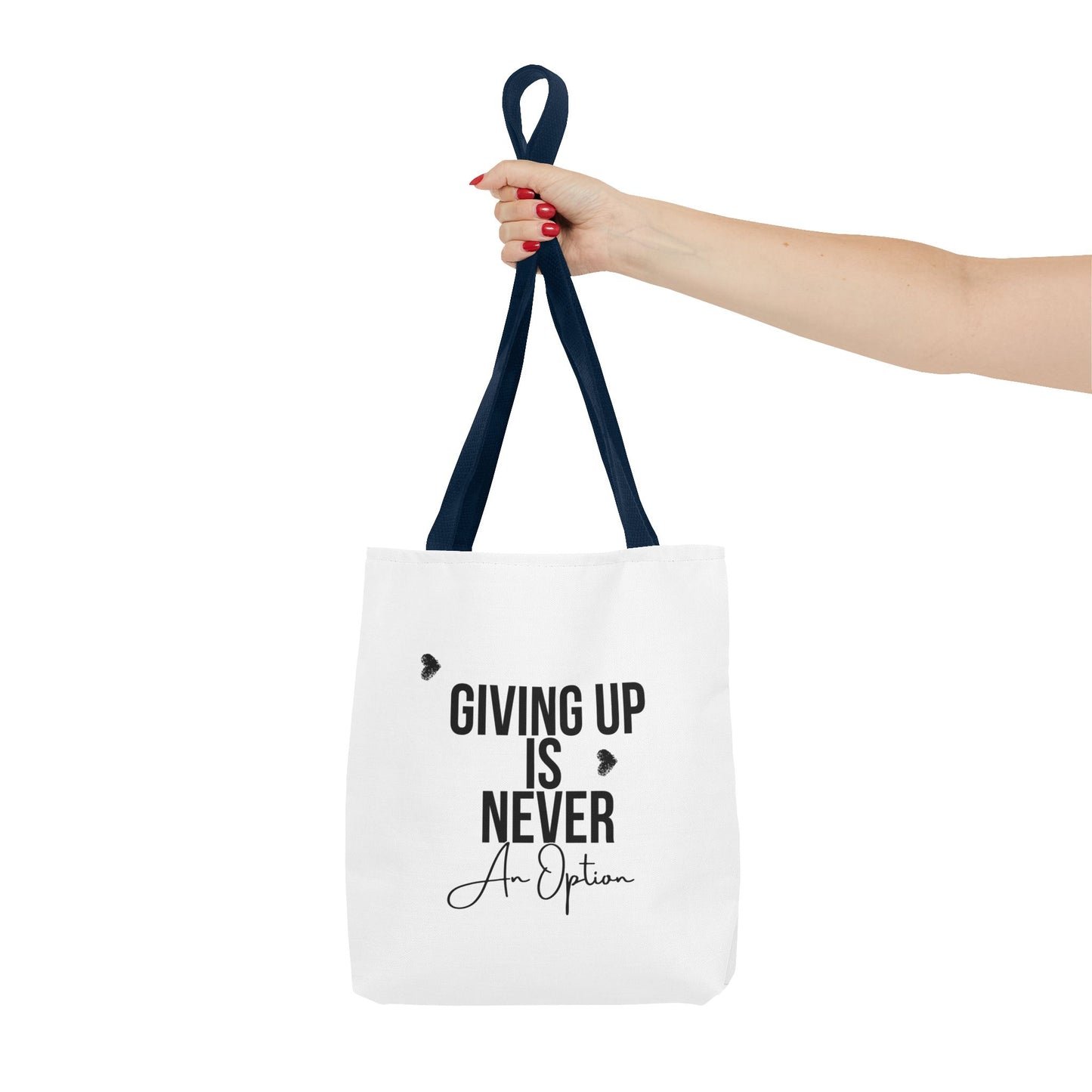 Motivational Tote Bag: 'Giving Up is Never an Option' – Cute Carryall for Daily Inspiration, Gifts, Shopping, or Gym