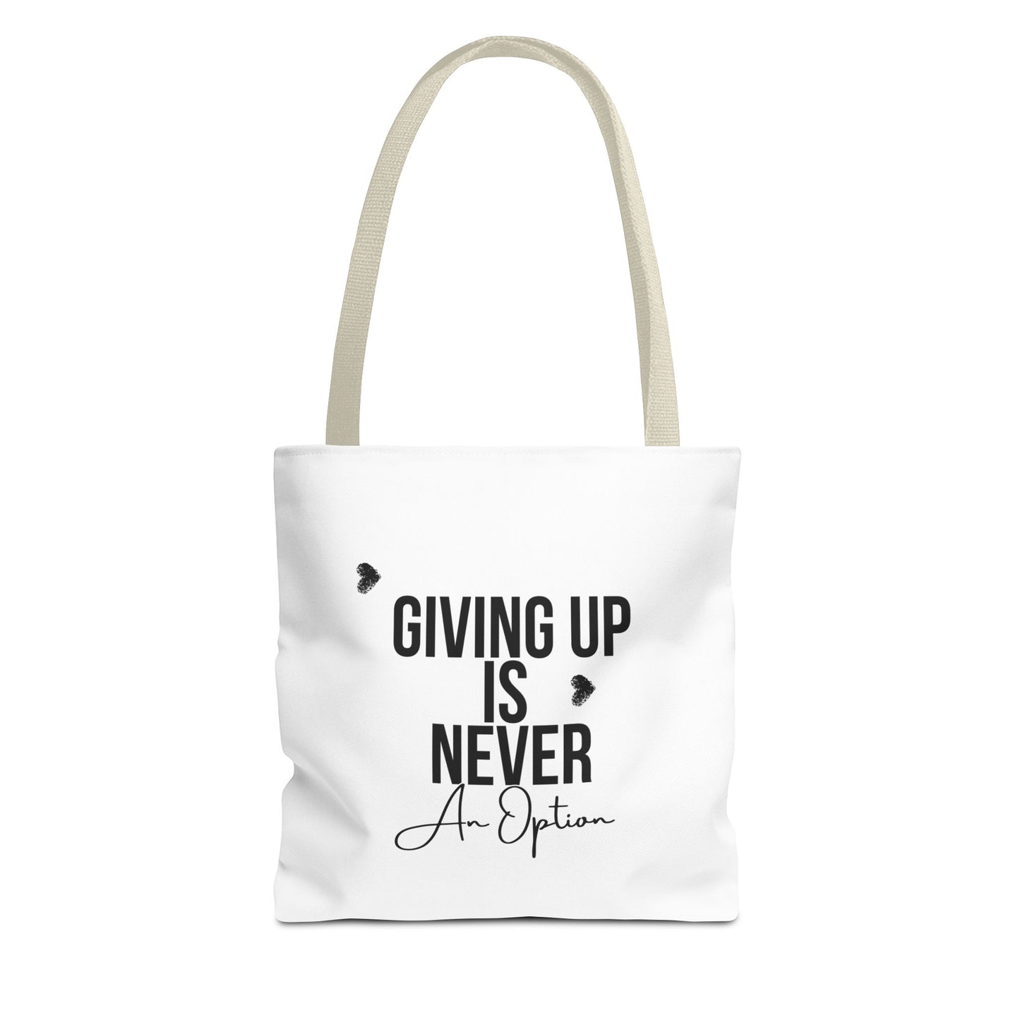 Motivational Tote Bag: 'Giving Up is Never an Option' – Cute Carryall for Daily Inspiration, Gifts, Shopping, or Gym