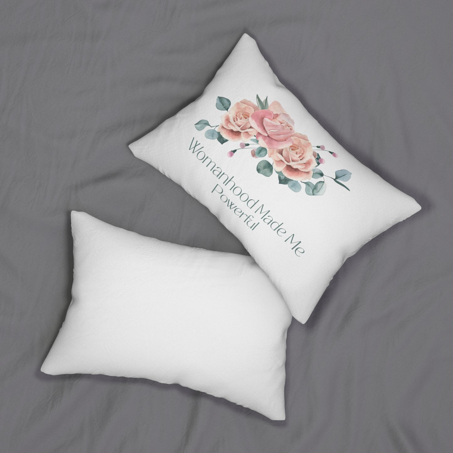Floral Empowerment Lumbar Pillow - Womanhood Made Me Powerful, Decorative Cushion, Home Decor, Gift for Her, Inspirational Home Accent