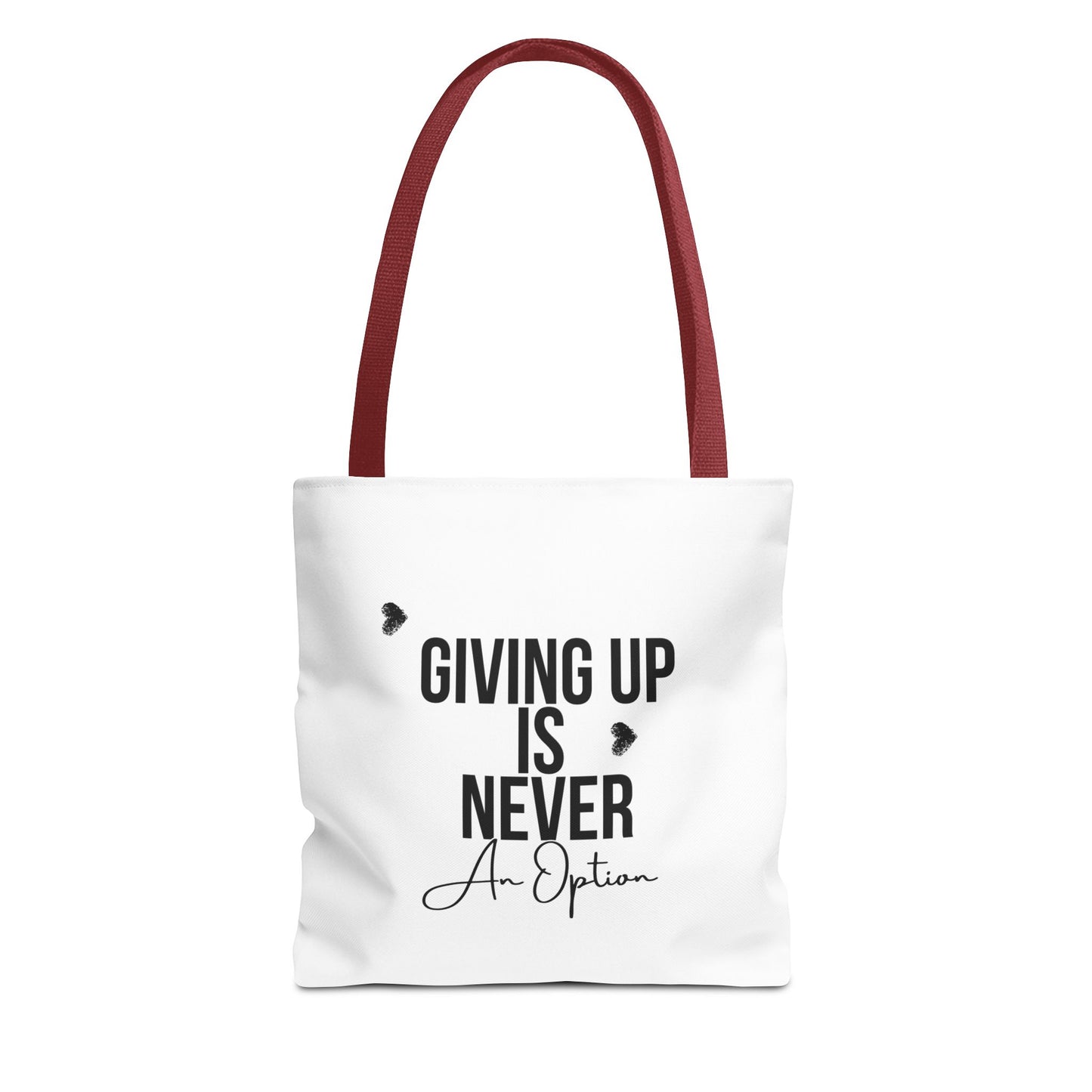 Motivational Tote Bag: 'Giving Up is Never an Option' – Cute Carryall for Daily Inspiration, Gifts, Shopping, or Gym