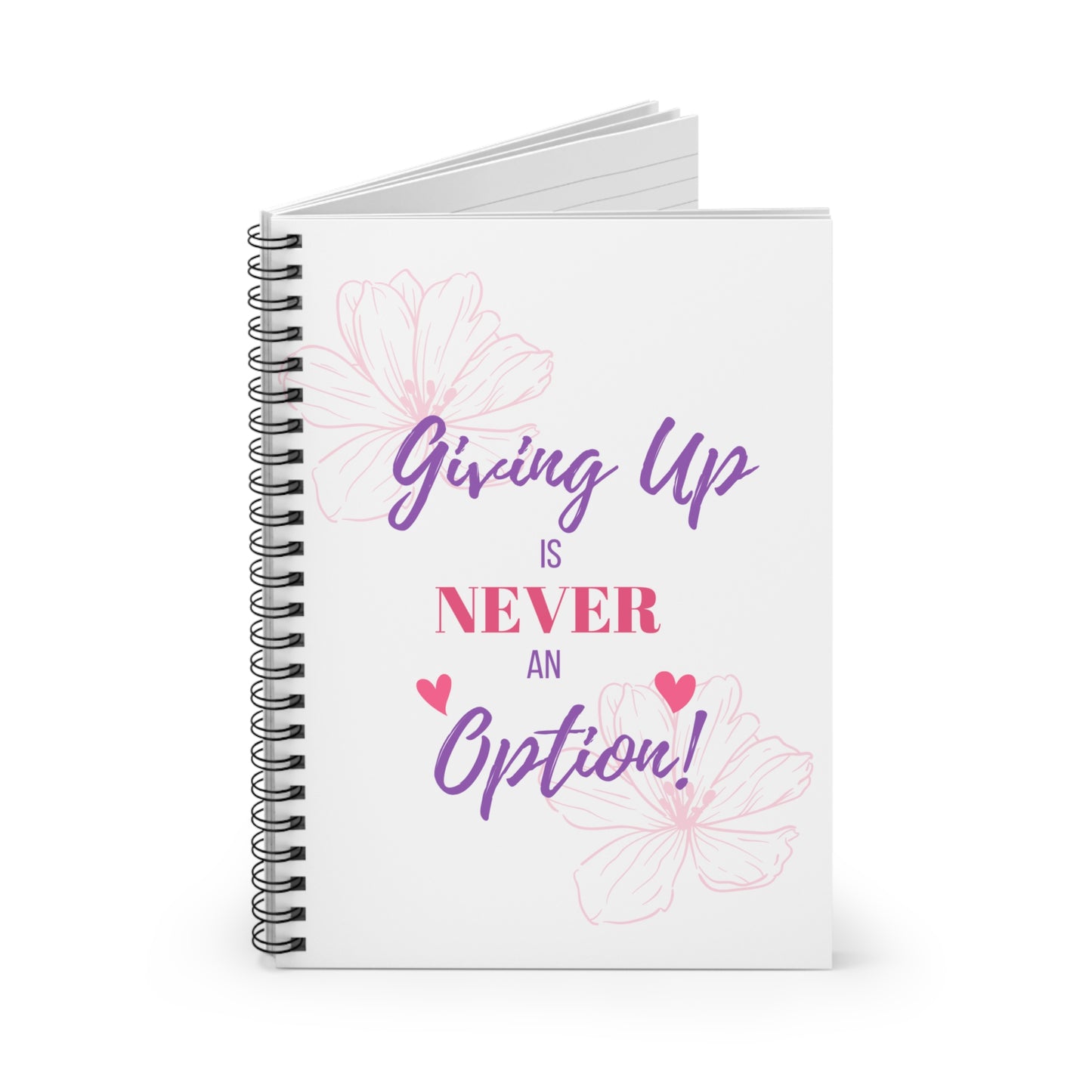 Inspirational Spiral Notebook - Motivational Gift for Students, Journaling, Office Supplies, Self-Care, Daily Reminders, Flower Design