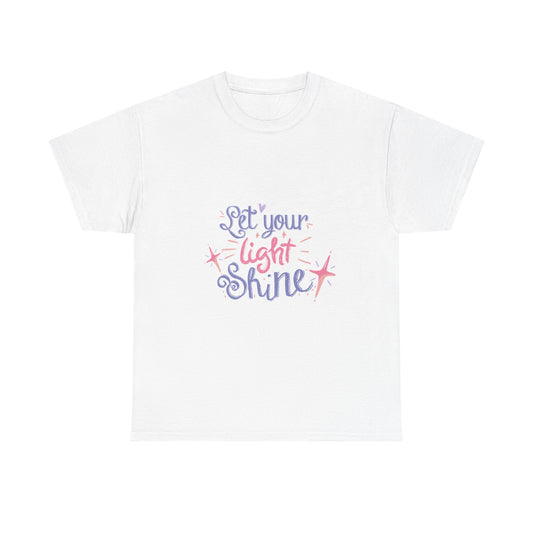 Inspirational Unisex Heavy Cotton Tee - Let Your Light Shine - Motivational Gift, Casual Wear, Affirmation Shirt, Everyday Comfort