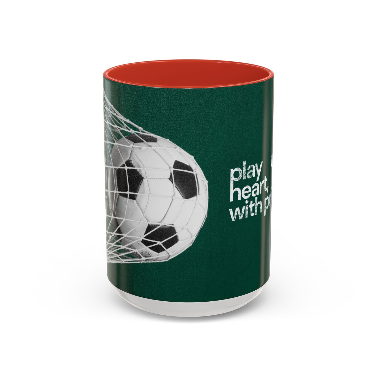 Soccer-Themed Coffee Mug, Play with Heart, Win with Pride - Perfect Gift for Sports Lovers, Coaches, Fans, Team Celebrations