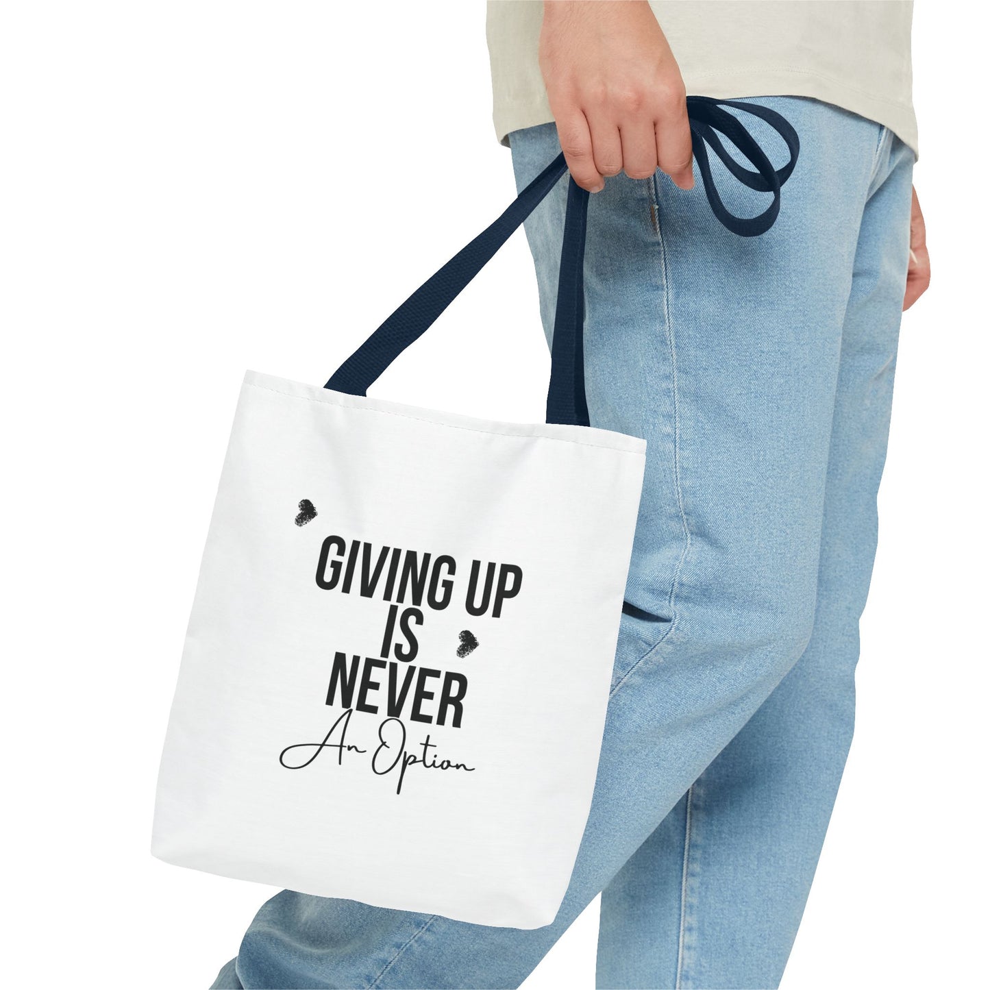 Motivational Tote Bag: 'Giving Up is Never an Option' – Cute Carryall for Daily Inspiration, Gifts, Shopping, or Gym