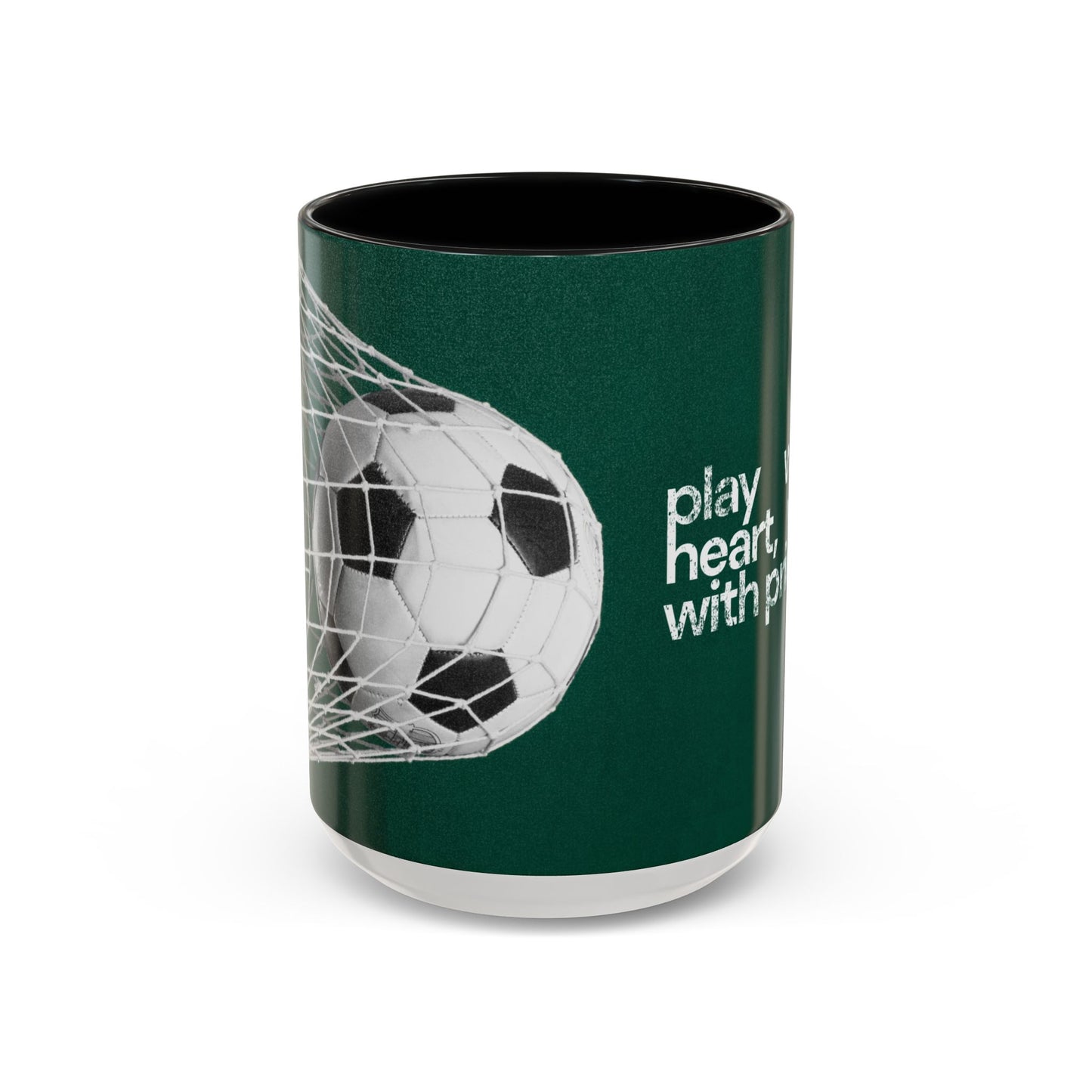 Soccer-Themed Coffee Mug, Play with Heart, Win with Pride - Perfect Gift for Sports Lovers, Coaches, Fans, Team Celebrations