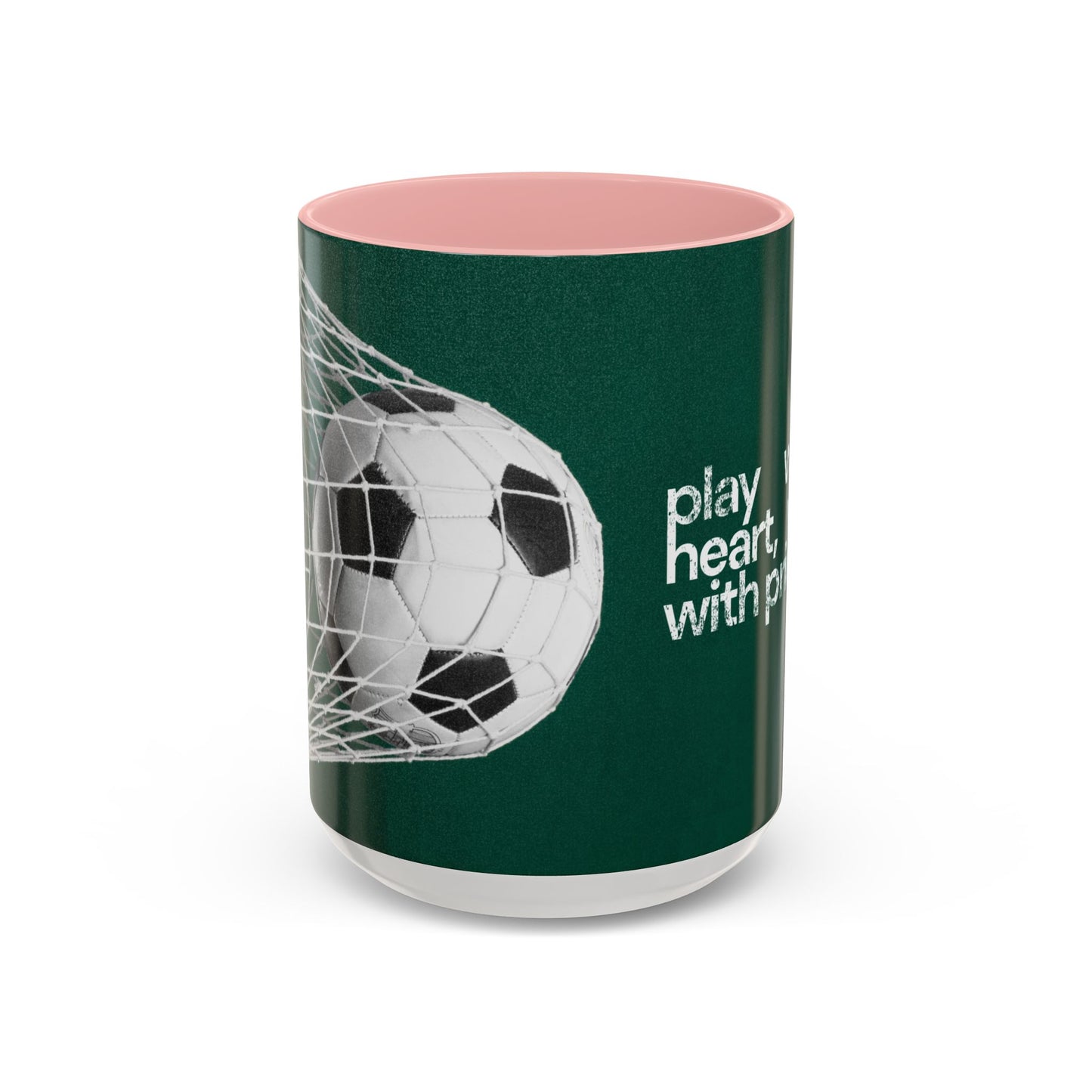 Soccer-Themed Coffee Mug, Play with Heart, Win with Pride - Perfect Gift for Sports Lovers, Coaches, Fans, Team Celebrations