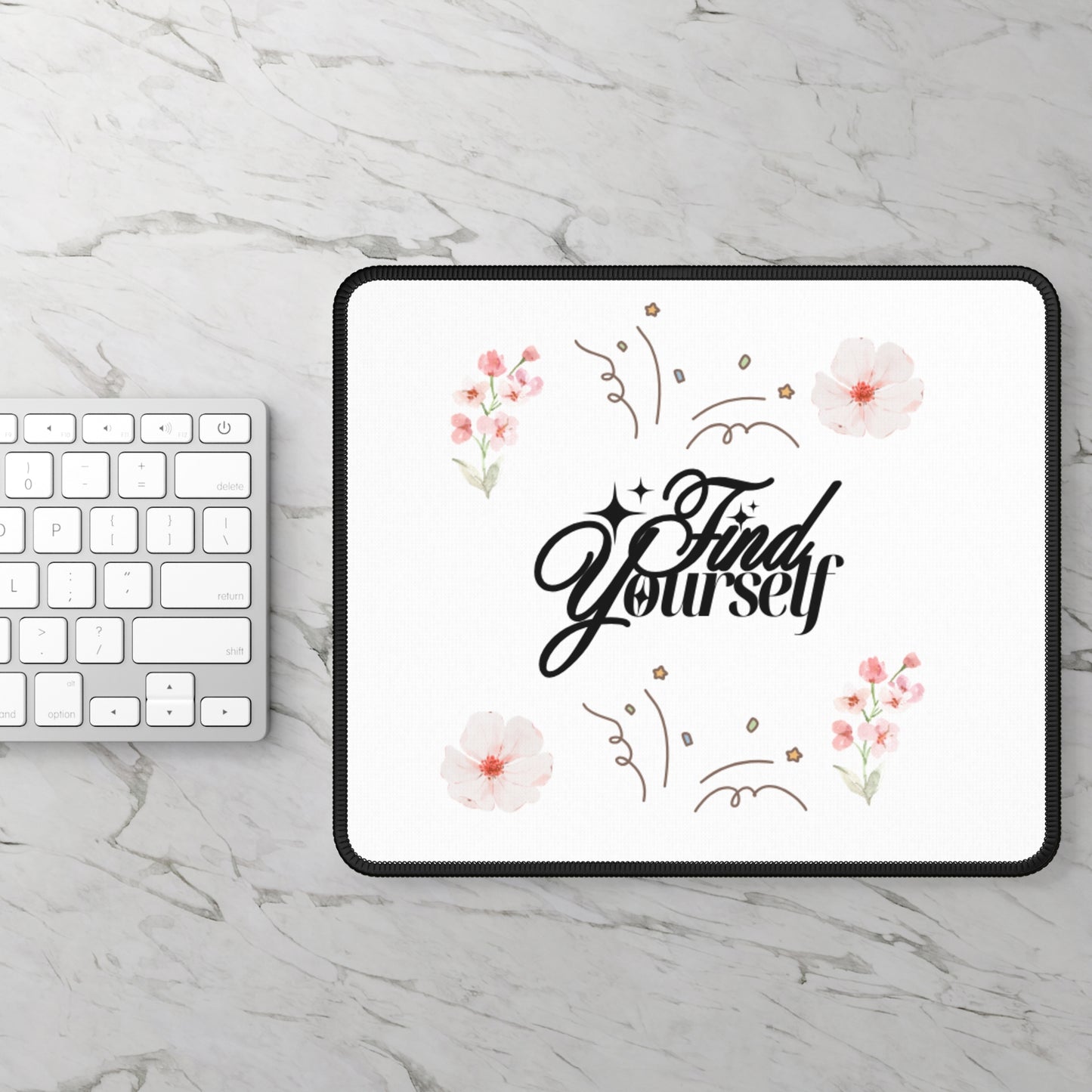 Floral Gaming Mouse Pad, Find Yourself, Gamer Gift, Home Office Decor, Desk Accessories, Unique Mouse Mat, Gaming Supplies