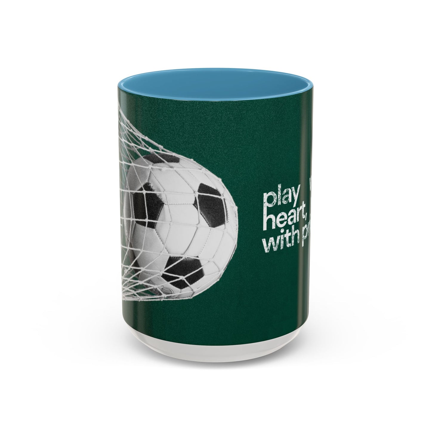 Soccer-Themed Coffee Mug, Play with Heart, Win with Pride - Perfect Gift for Sports Lovers, Coaches, Fans, Team Celebrations