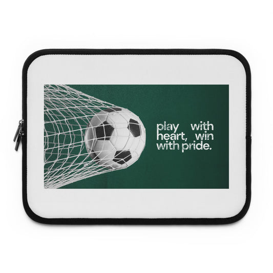 Soccer Laptop Sleeve - Play with Heart, Win with Pride | Sports Gear, Gift for Players, Football Lover, Unique Laptop Case, Customized [...]